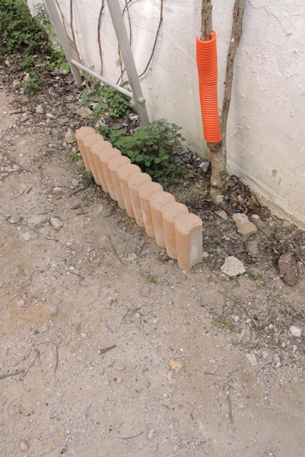 Concrete edging in the courtyard